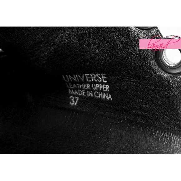 Ash Universe Slide Sandal Black Leather Studded Crystals Birks Flats Edgy Gothic - Picture 16 of 17